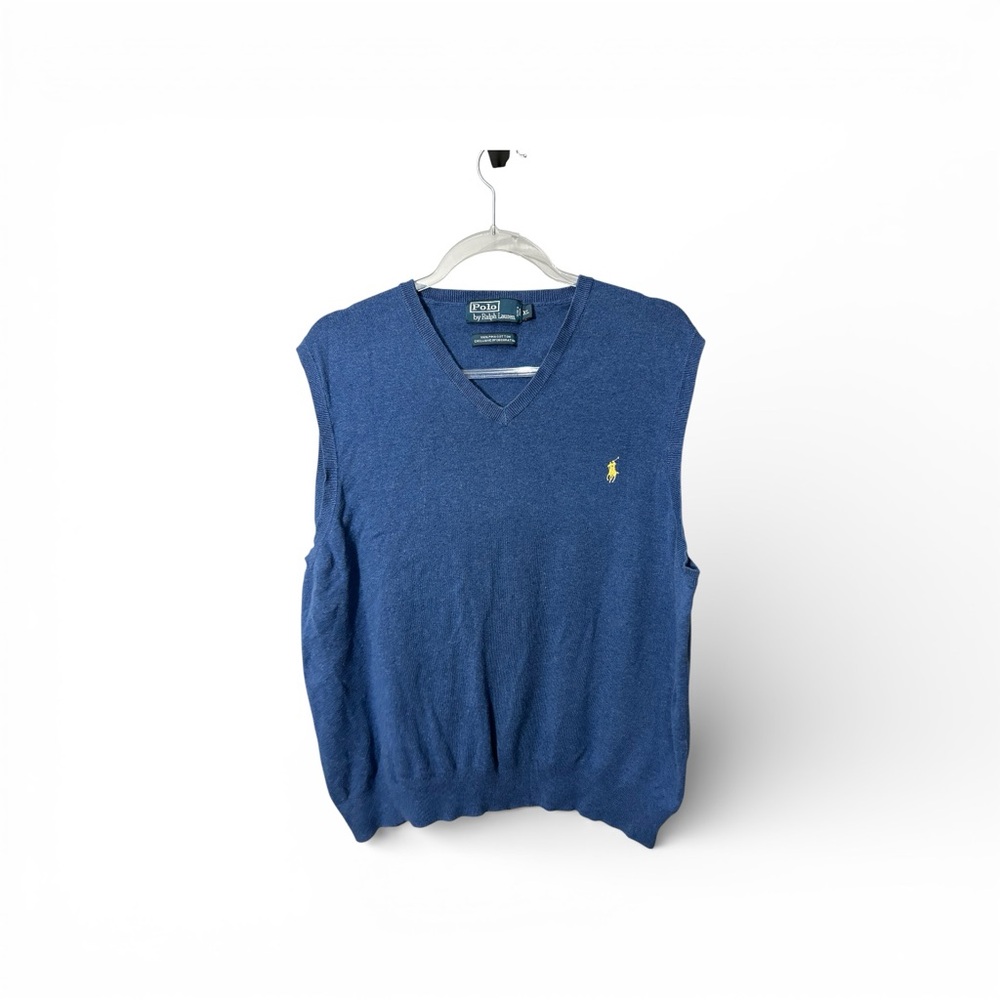 Vintage Polo by Ralph Lauren Blue Sweater Vest Pima Cotton XL